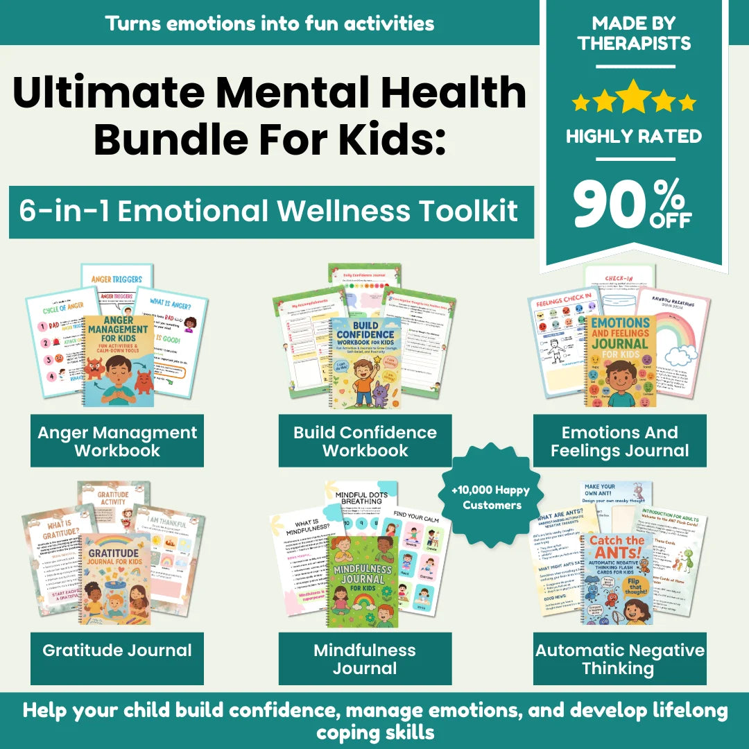 6-in-1 Kids Mental Health Bundle – Workbooks & Journals | Emotions, Mindfulness, Gratitude & Confidence