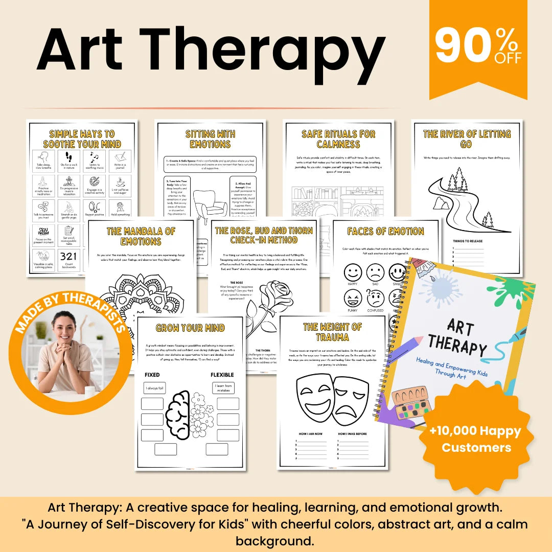 Art Therapy Workbook for Mental Health +125 Worksheets for Social Emotional Learning, Teen Therapy, CBT, Mindfulness, Grief Support