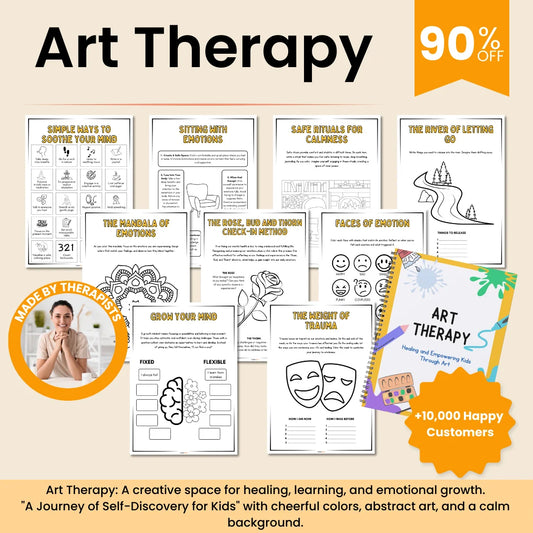 Art Therapy Workbook for Mental Health +125 Worksheets for Social Emotional Learning, Teen Therapy, CBT, Mindfulness, Grief Support