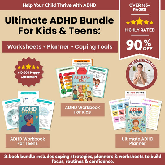 ADHD Bundle for Kids & Teens - Worksheets, Planner & Coping Skills