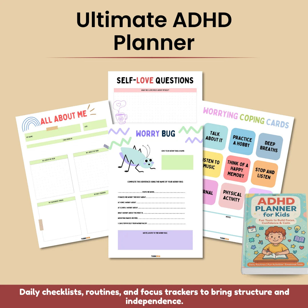 ADHD Bundle for Kids & Teens - Worksheets, Planner & Coping Skills