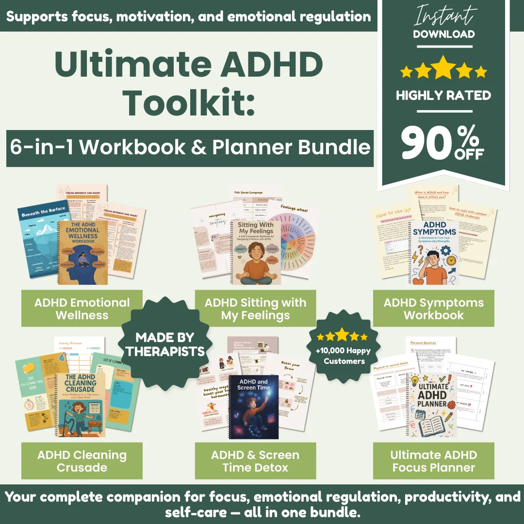 Printable ADHD Bundle Workbooks and Planners for adults