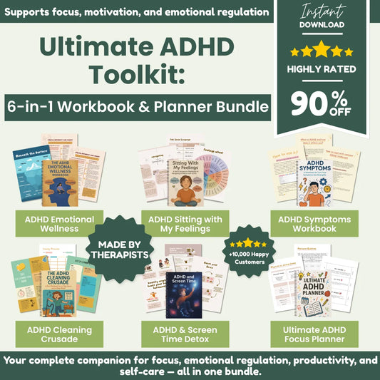 Printable ADHD Bundle Workbooks and Planners for adults
