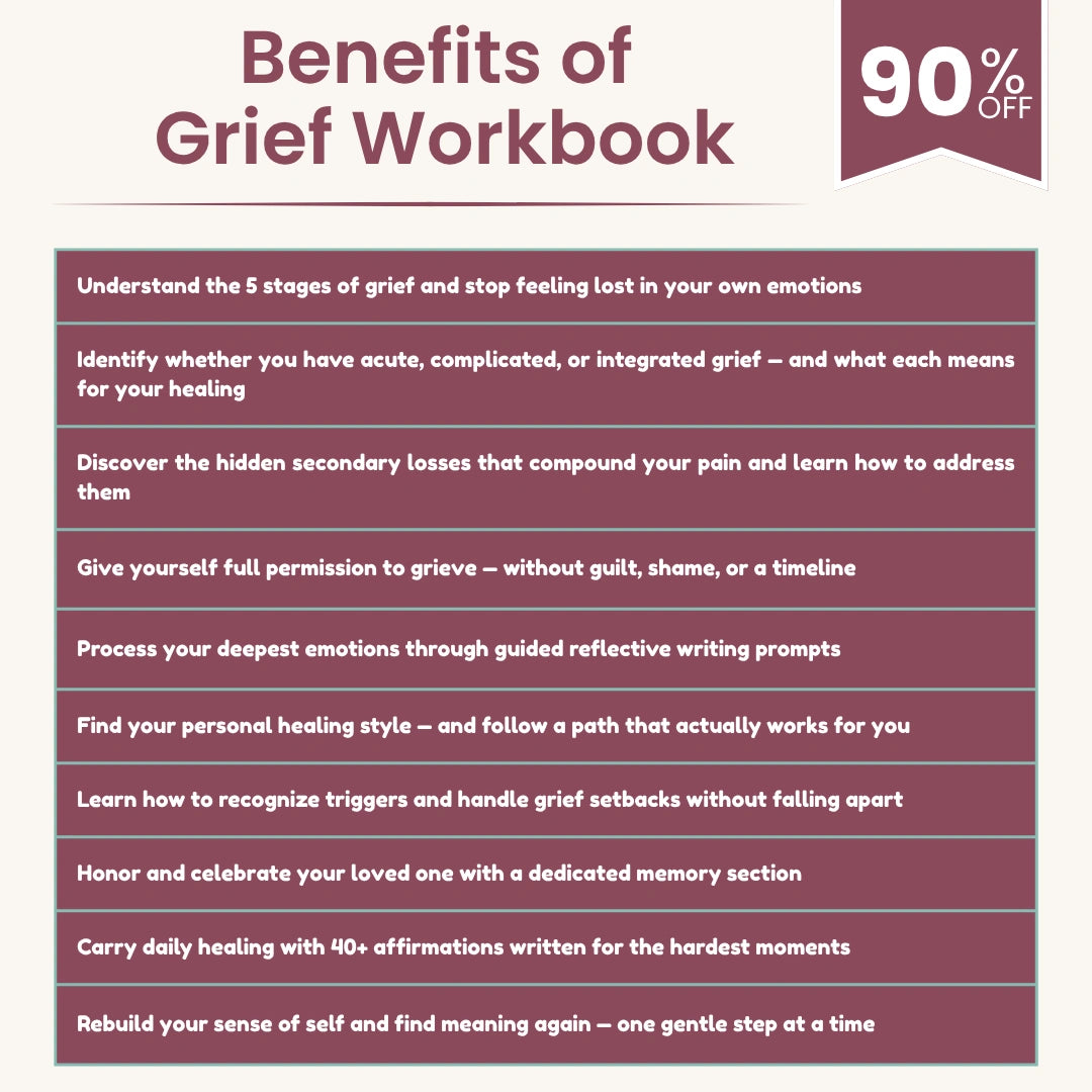 Bereavement workbook printable pages for grief support, remembrance, and emotional comfort