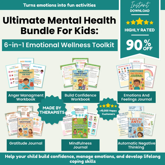 6-in-1 Kids Mental Health Bundle – Workbooks & Journals | 280+ Page Emotions, Mindfulness, Gratitude & Confidence