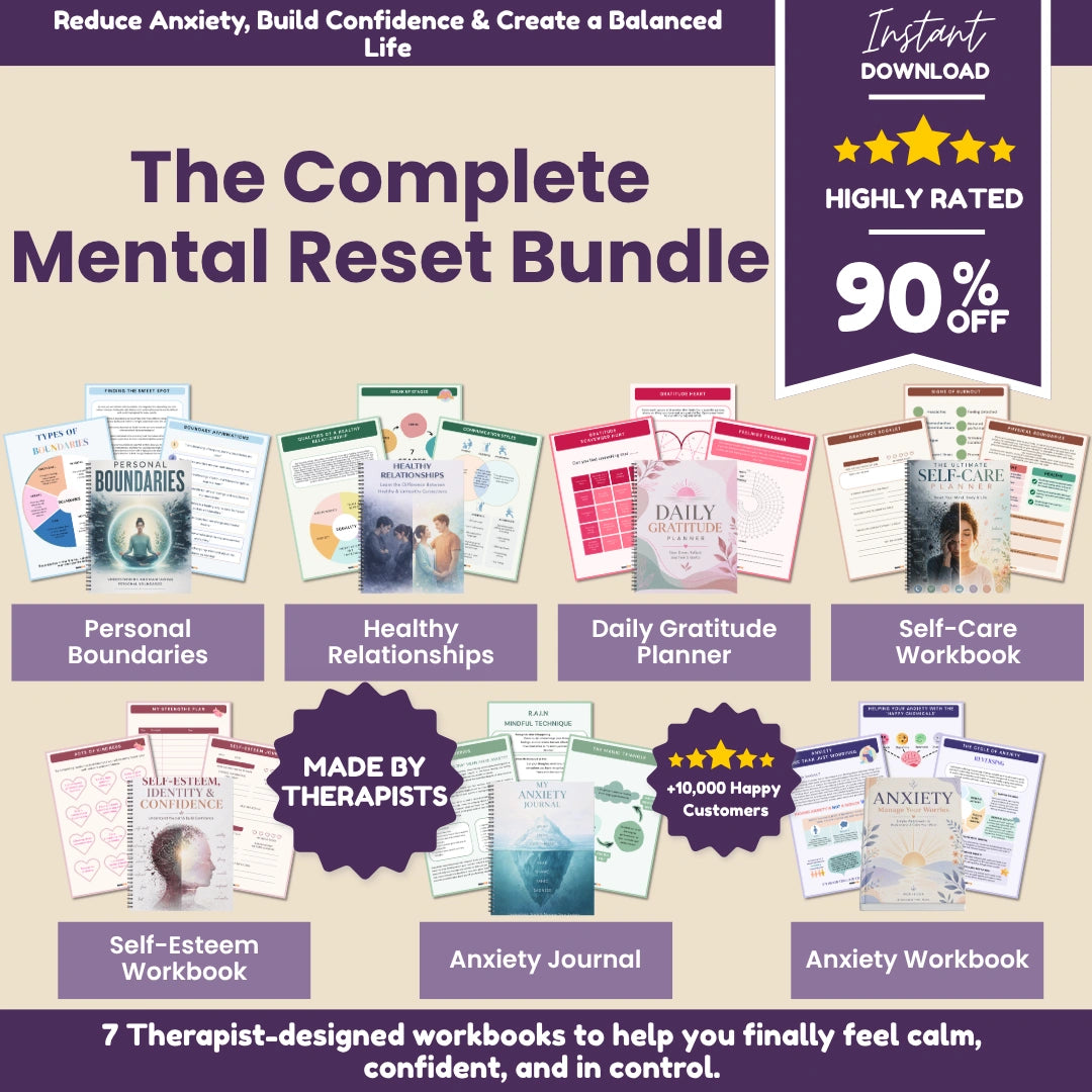 The Complete Mental Reset Bundle (7-in-1) – Anxiety Relief, Self-Care, Confidence & Emotional Healing Workbooks