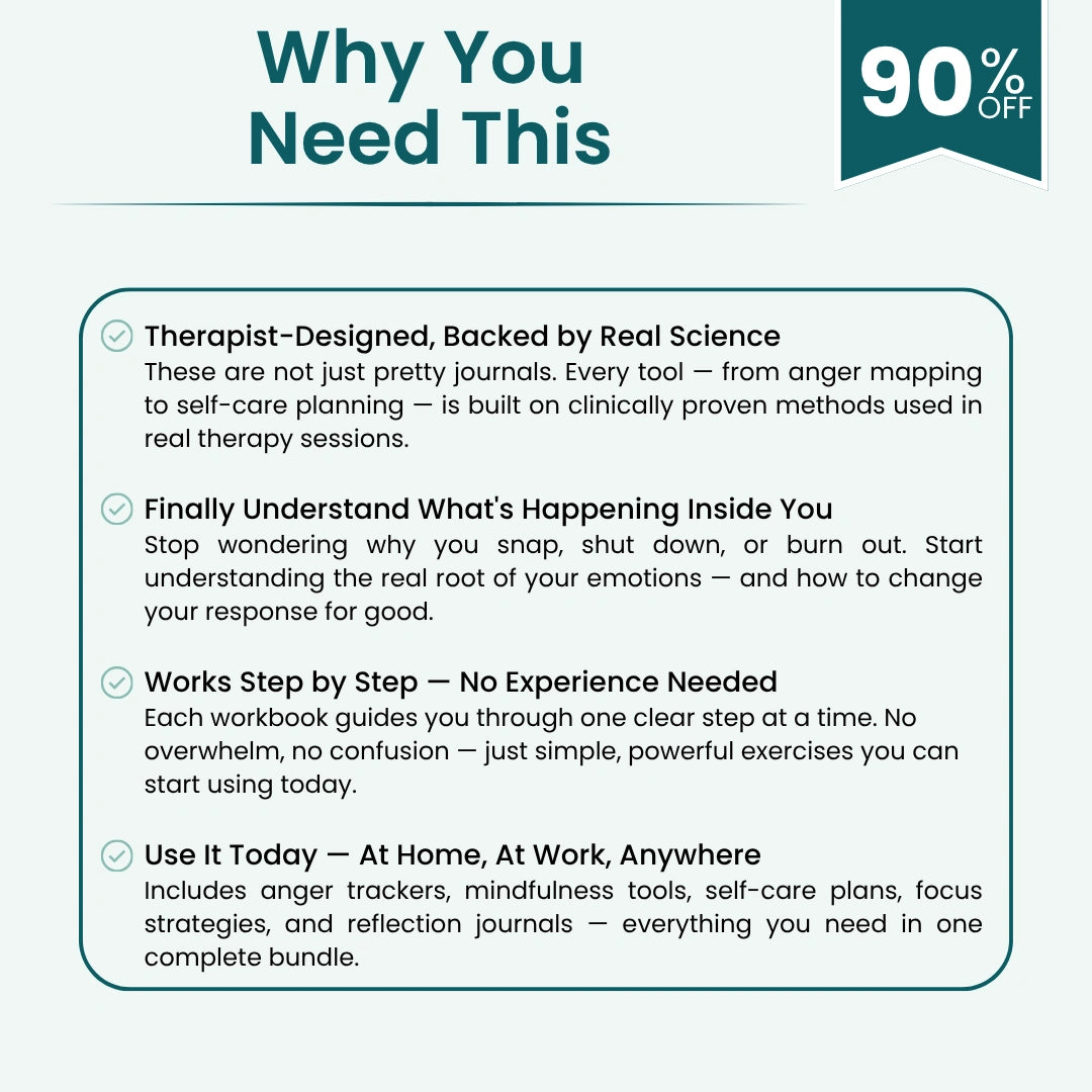 The Emotional Regulation Toolkit (4-in-1 Bundle) | Stress Relief, Mindfulness, Burnout & Self-Control Workbooks
