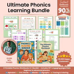 The Ultimate Phonics Learning Bundle For Kids – 2 Books in 1 | 167+ Pages From The Alphabet Stage To Advanced Phonics Mastery