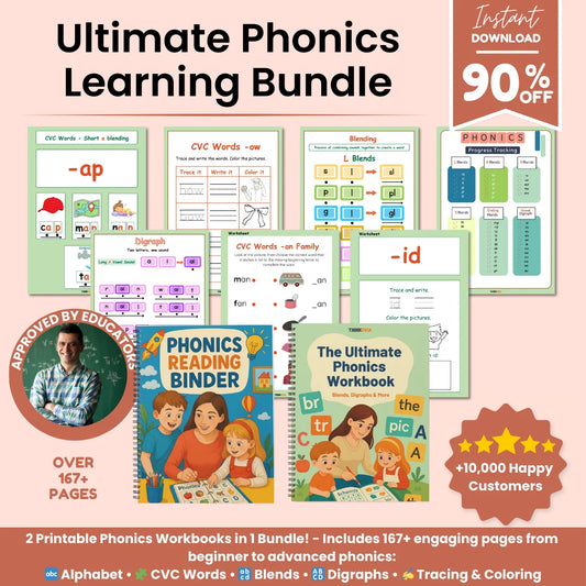 The Ultimate Phonics Learning Bundle For Kids – 2 Books in 1 | 167+ Pages From The Alphabet Stage To Advanced Phonics Mastery