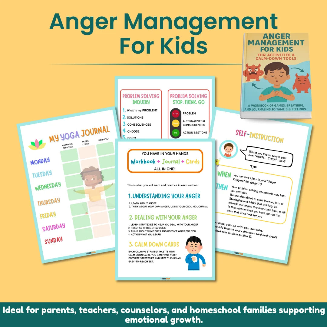 Image showing that the Anger Management for Kids workbook is ideal for parents, teachers, counselors, and homeschool families supporting emotional growth.